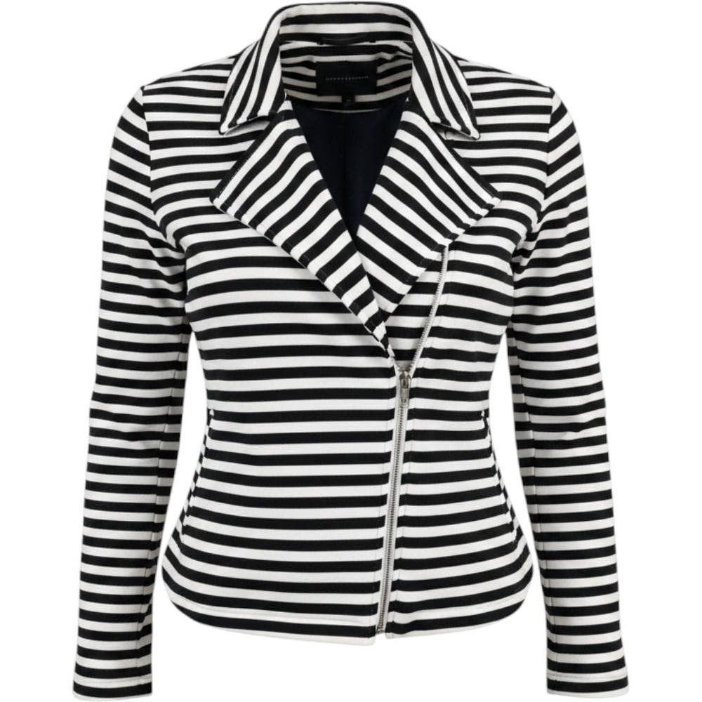 Lane Bryant Navy White Striped Moto Jacket Asymmetric Zip Plus Size‎ 24